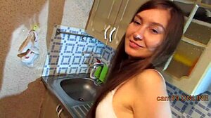 Webcam show: 18-year-old Ukrainian couple from Ukraine has sex in the kitchen